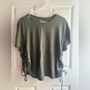 Old Navy Green Short Sleeve Ruched Tie Front Tee